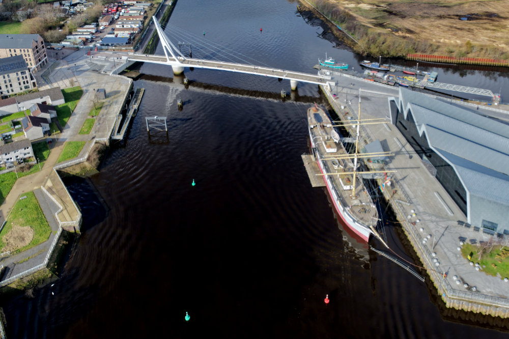 Riverside Museum, Partick, Glasgow, aerial photograph