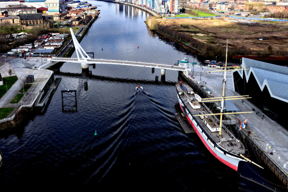 Riverside Museum, Partick, Glasgow, aerial photograph