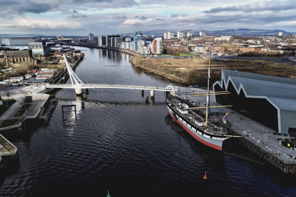 Riverside Museum, Partick, Glasgow, aerial photograph
