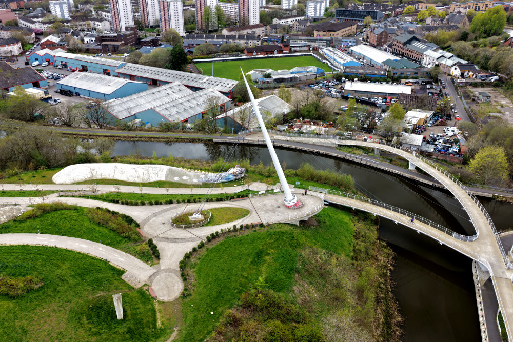 Stockingfield Junction, Glasgow, aerial photograph