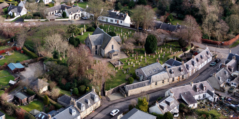 Symington Church and Village, aerial photograph