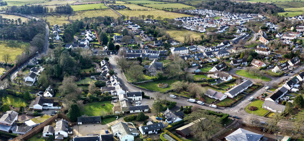 Symington Church and Village, aerial photograph