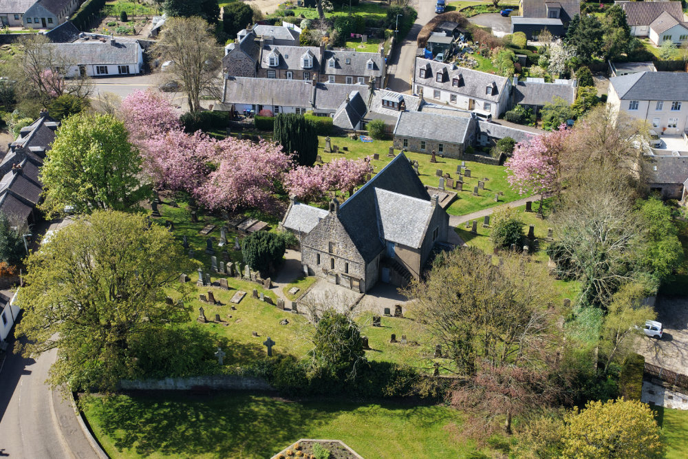Symington Church and Village, aerial photograph