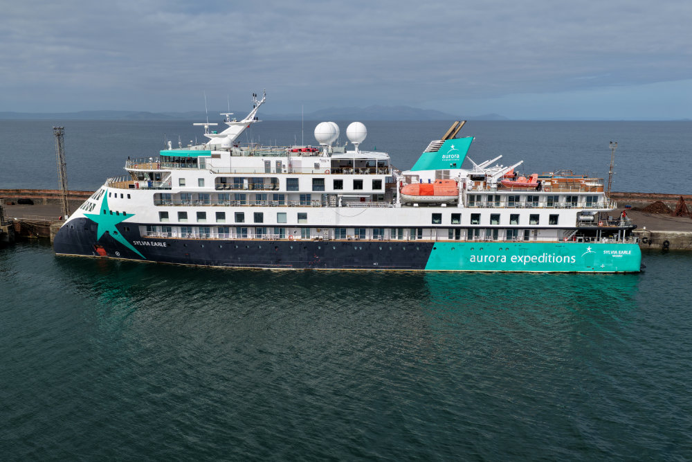 Troon Cruise Ship - Sylvia Earle - Aurora Expeditions, licensable aerial photographs.