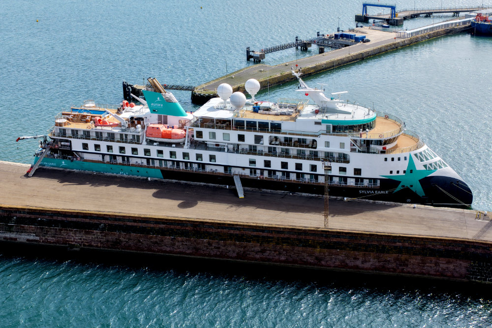 Troon Cruise Ship - Sylvia Earle - Aurora Expeditions, licensable aerial photographs.