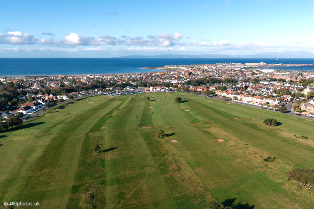 Troon Links Golf Clubhouse, aerial photograph