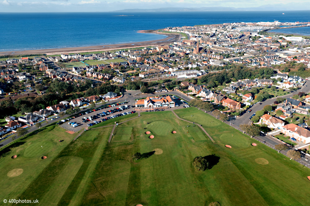 Troon Links Golf Clubhouse, aerial photograph