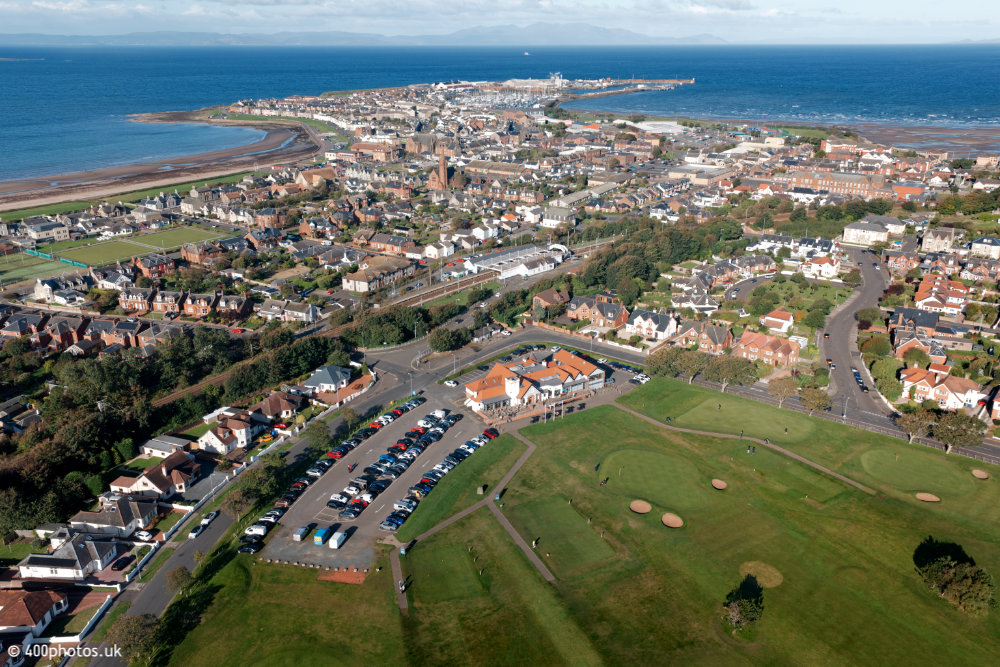 Troon Links Golf Clubhouse, aerial photograph