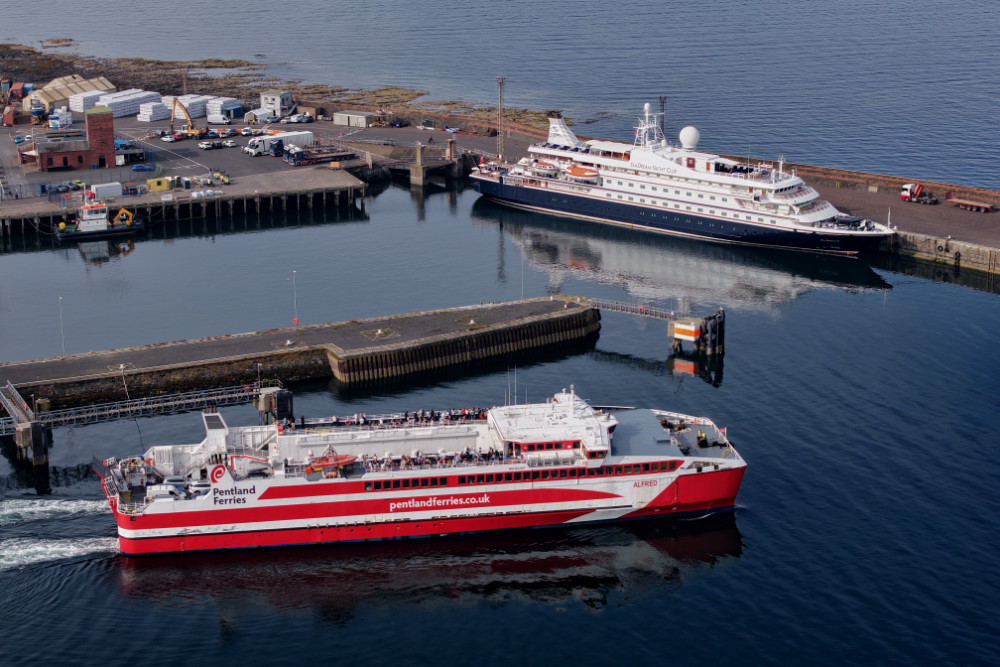 Seadream II from Seadream Yacht Club at Troon - licensable aerial photographs.
