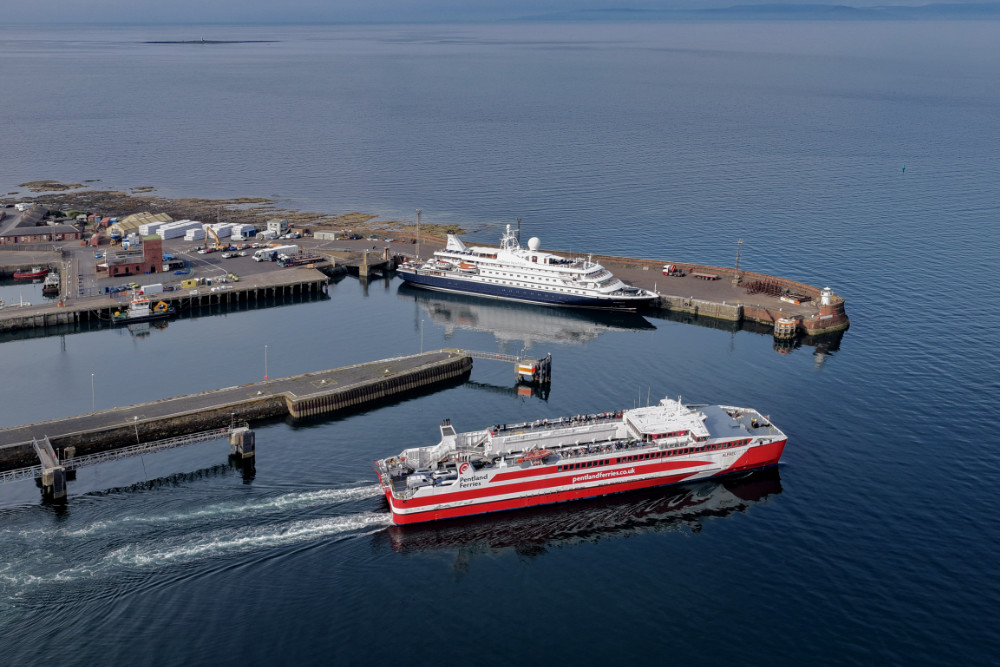 Seadream II from Seadream Yacht Club at Troon - licensable aerial photographs.