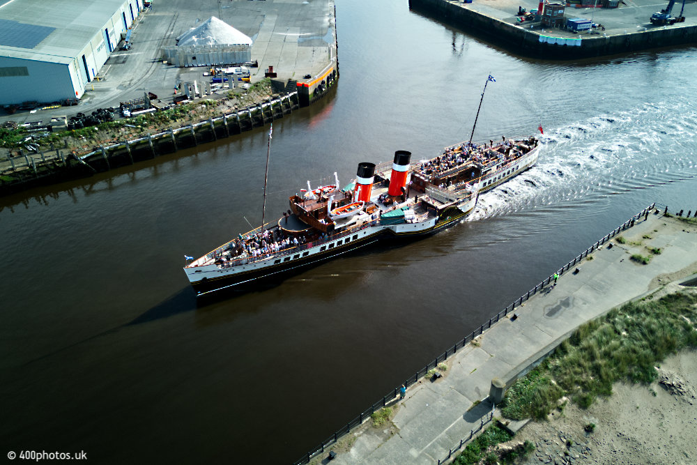 Waverley Paddle Steamer, Ayr, Ayrshire, aerial photograph