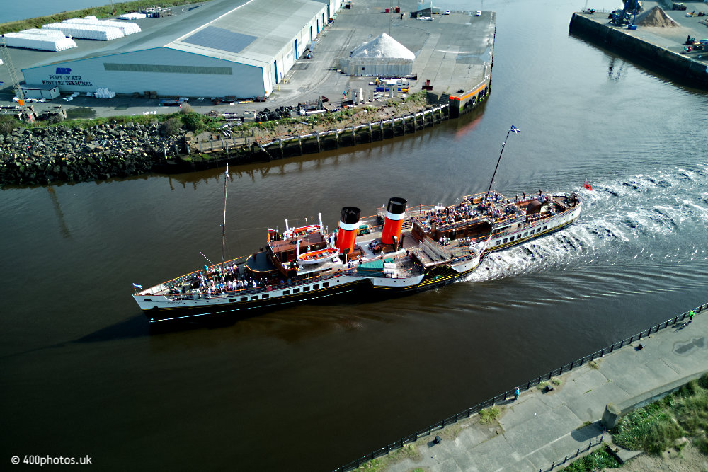 Waverley Paddle Steamer, Ayr, Ayrshire, aerial photograph