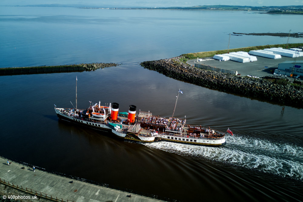 Waverley Paddle Steamer, Ayr, Ayrshire, aerial photograph