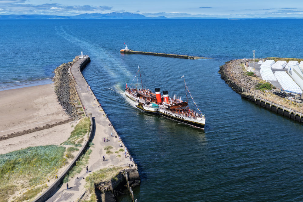 Waverley Paddle Steamer, Ayr, Ayrshire, licensable aerial photograph