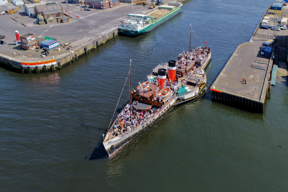 Waverley Paddle Steamer, Ayr, Ayrshire, licensable aerial photograph