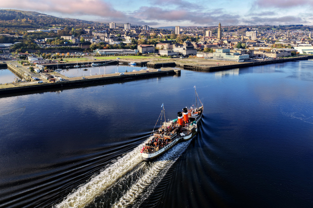 Waverley Paddle Steamer, Greenock, Inverclyde, Scotland, licensable aerial photograph