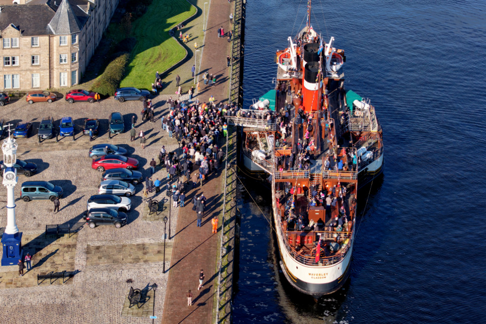 Waverley Paddle Steamer, Greenock, Inverclyde, Scotland, licensable aerial photograph