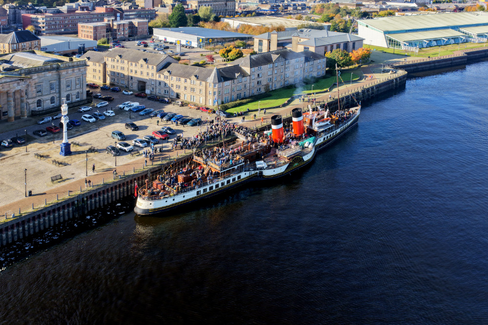 Waverley Paddle Steamer, Greenock, Inverclyde, Scotland, licensable aerial photograph