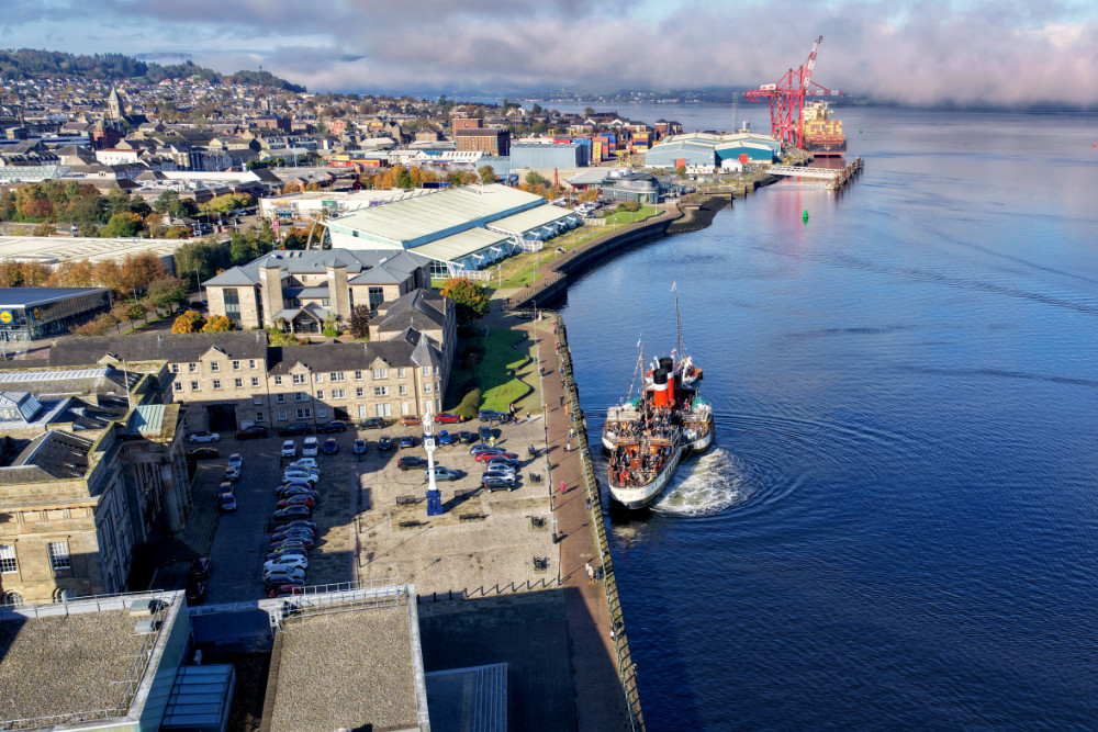 Waverley Paddle Steamer, Greenock, Inverclyde, Scotland, licensable aerial photograph
