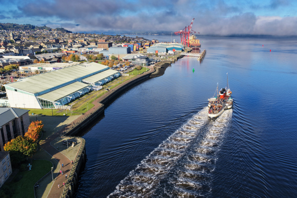 Waverley Paddle Steamer, Greenock, Inverclyde, Scotland, licensable aerial photograph