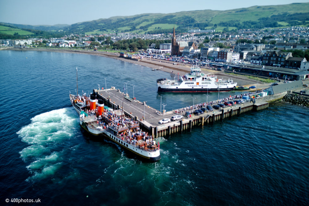 Waverley Paddle Steamer, Largs, Ayrshire, aerial photograph