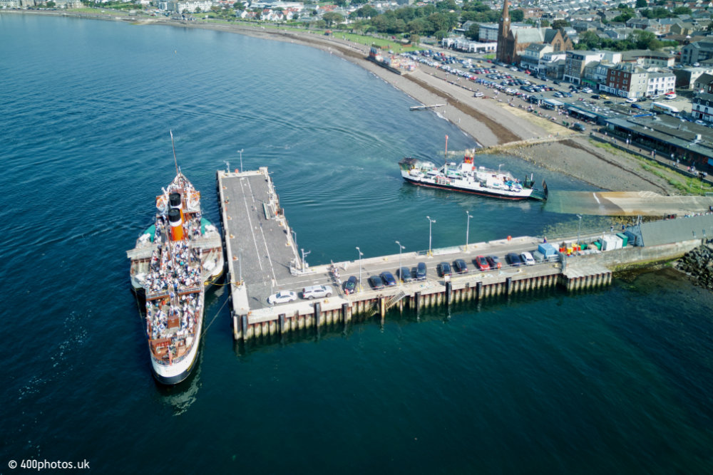 Waverley Paddle Steamer, Largs, Ayrshire, aerial photograph