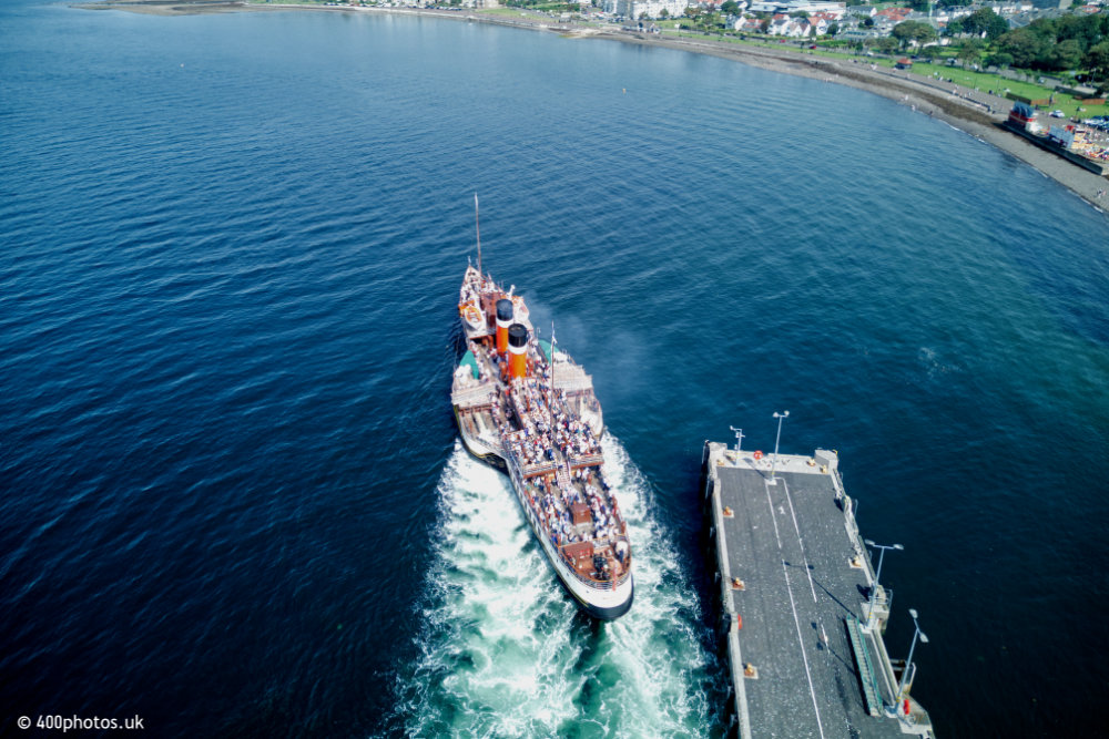 Waverley Paddle Steamer, Largs, Ayrshire, aerial photograph