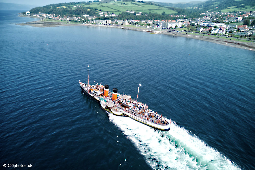 Waverley Paddle Steamer, Largs, Ayrshire, aerial photograph