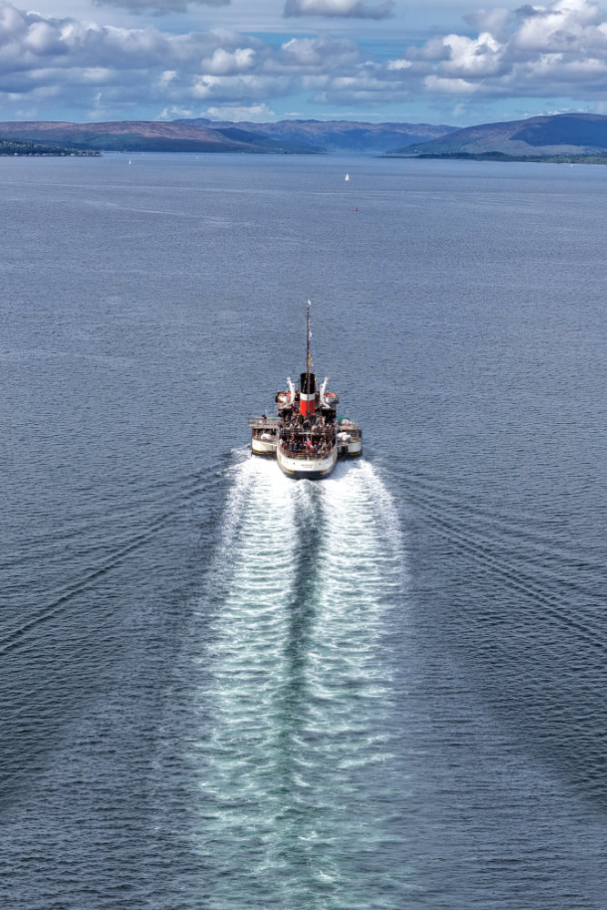 Waverley Paddle Steamer, Largs, Ayrshire, aerial photograph